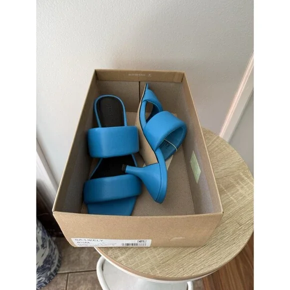 Sanctuary Women's Likely Square Toe Slip On Leather Sandal Size 8.5 M BLUE WIRE - Picture 5 of 16